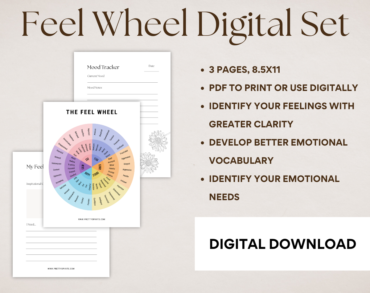 Feelings Wheel & Worksheet Digital Download