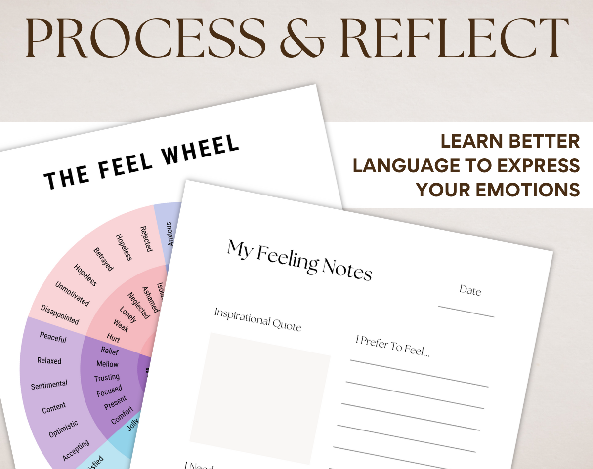 Feelings Wheel & Worksheet Digital Download